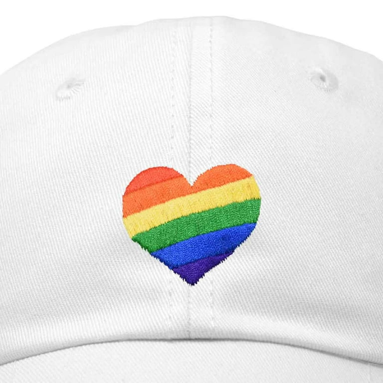 DALIX Rainbow Heart Hat Embroidered Mens Womens Baseball Cap in White