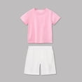 thumbnail image 2 of Zpanxa Girls Sets Short Sleeve Lapel Heart Button Shirt and Solid Color Elastic Waist Shorts 2 Piece Set 4 Years, 2 of 4