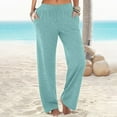 thumbnail image 2 of Pantalones boho palazzo de mujer, cintura alta, pierna ancha, estampado floral, estilo informal de verano con bolsillos, tallas S-XXL, 2 of 4