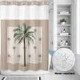thumbnail image 2 of No Hook Shower Curtain, Palm Trees Shower Curtains for Bathroom with See Through Top Window, Brown Tropical Plants Summer Green Waterproof & Washable Bath Curtain Stall 48"x72", 2 of 9