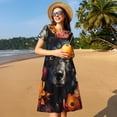 thumbnail image 4 of Balery Colorful Floral Black Dog Vestidos sueltos de manga corta para mujer, vestidos de verano 2025, vestidos casuales de corte A con vuelo., 4 of 6