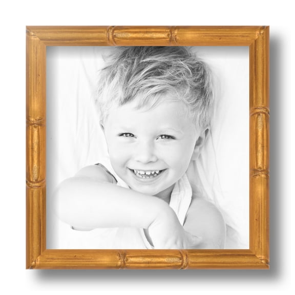ArtToFrames 8x8 Inch Gold Bamboo Picture Frame, This Multi Wood Poster Frame is Great for Your Art or Photos, Comes with Regular Glass (4875)