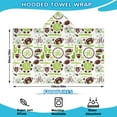 thumbnail image 2 of Green Football Monogram Pattern Hooded Bath Towel，60"x35" for Ages 3 To 12 Kids, Quick Dry Lightweight Soft Microfiber Hood Beach Towel Cover Up for Kids, 2 of 7