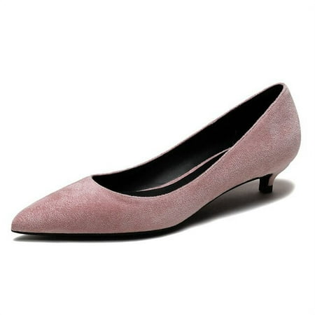 

YCNYCHCHY 2020 New Kid Suede Leather Women Pumps Pink Gray Dress Shoes Woman Pointed Toe Office Bridal Shoes Fashion Med High Heel
