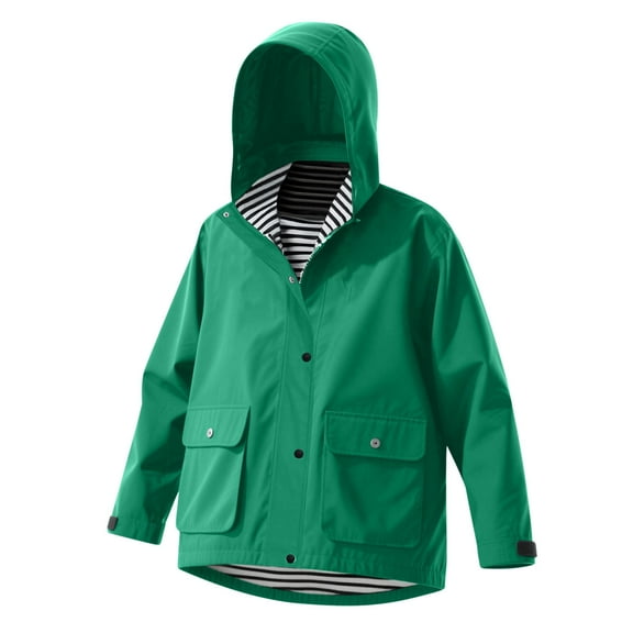 Boys and Girls Rain Coats Waterproof Windbreaker Full Zip Jackets Kids Outdoor Hooded Raincoat Outerwear Green 110