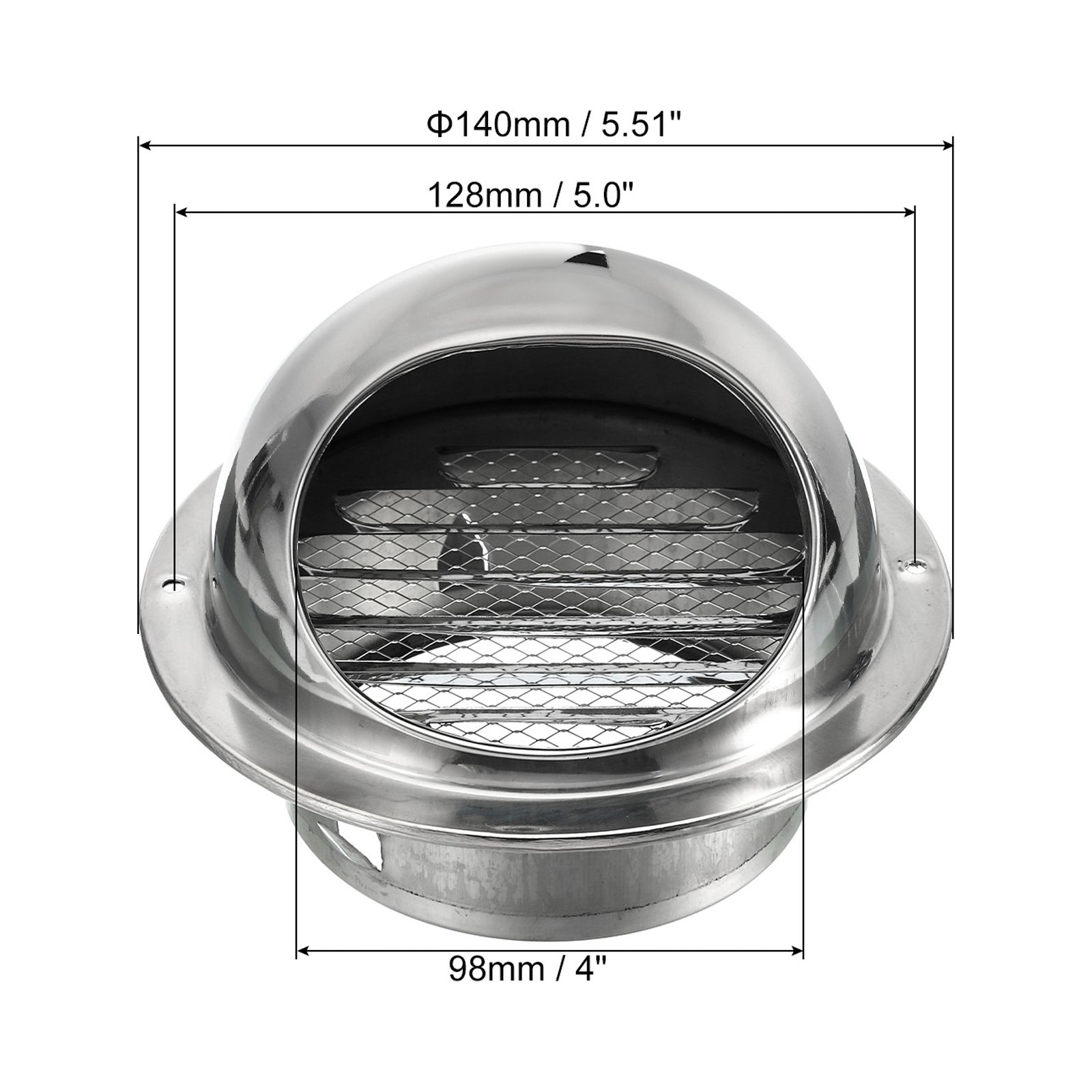 Uxcell 4" Round Soffit Air Vents, 2 Set Stainless Steel Louver Grille Vent Cover Mesh Grill Hood for Kitchen Bathroom