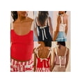 thumbnail image 4 of Yunliwuli Women's Shirred Crop Tank Tops Slim Frill Trim Sweetheart Neck Tie-Up Backless Sleeveless Shirt for Summer, 4 of 8