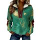 thumbnail image 1 of Camiseta de Manga Larga Casual Colorblocked Semi-Cremallera, Cuello Girado Abajo Chaqueta de la Parte Superior para las Mujeres con Ajuste Relajado, Ligero Holiday Party Pullover Blusa, 1 of 8