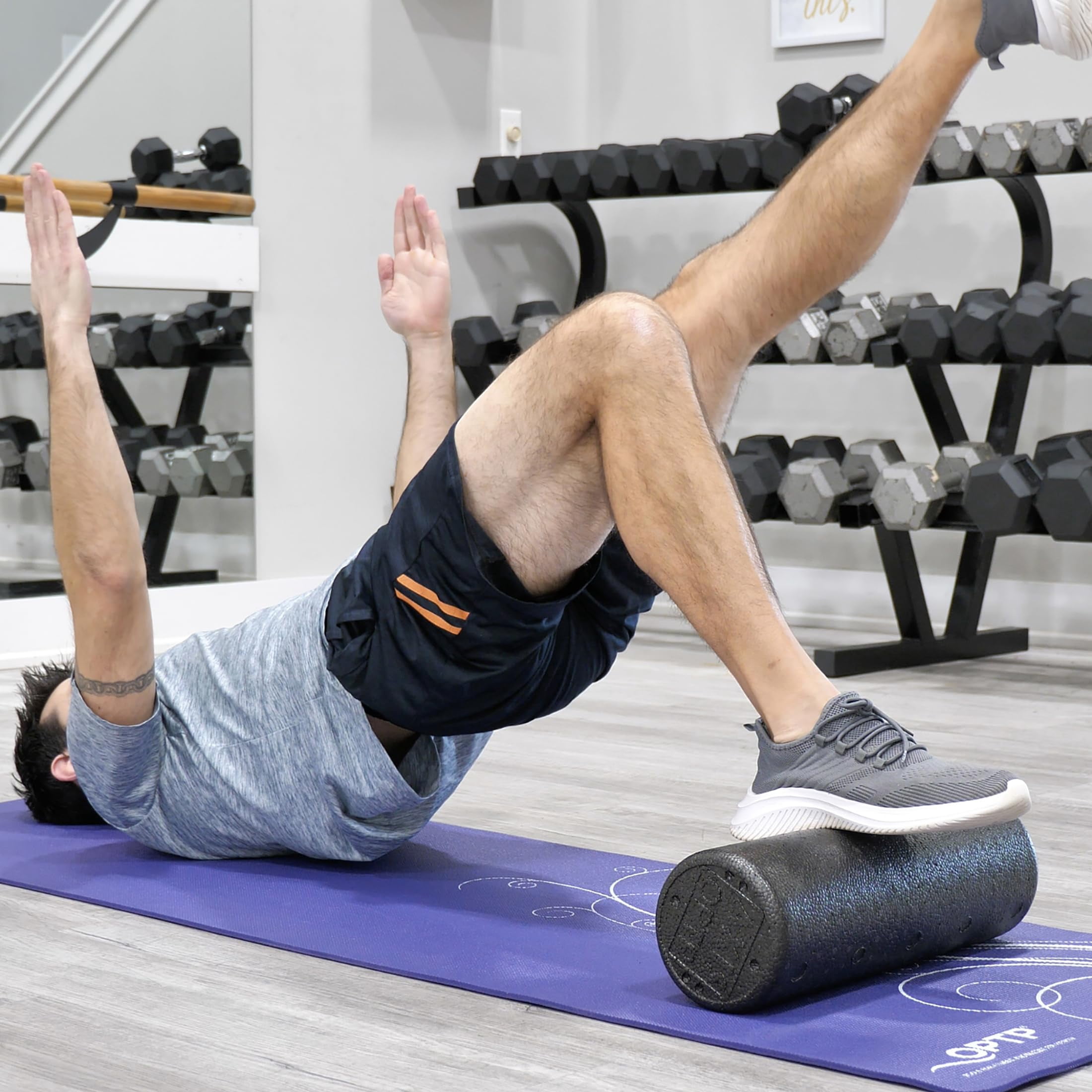 OPTP AXIS Firm Foam Roller, High Density Foam Roller for Physical Therapy, Yoga, Pilates, Fitness Exercise and Sports Training (Black, 18" X 6" Round)