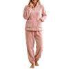 thumbnail image 5 of StSilkitty Womens Fleece Pajama 2 Piece Sets Winter Long Sleeve Full Zip Stand Collar Coat and Pants Loungewear Set with Pockets, 5 of 5