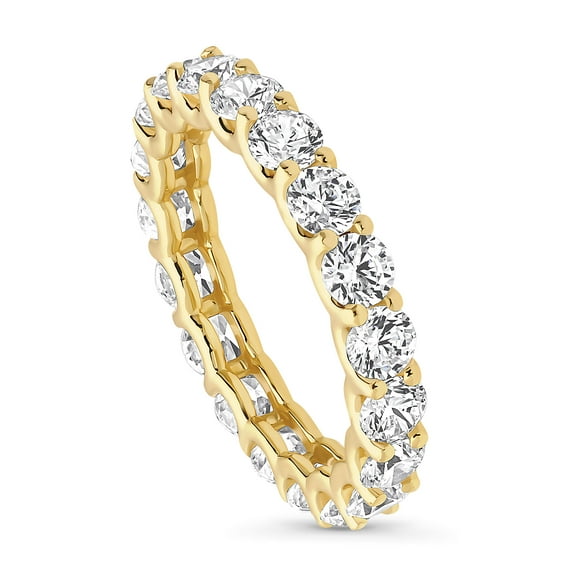 BERRICLE Sterling Silver Wedding Rings Pave Set Round Cut Cubic Zirconia CZ Anniversary Eternity Ring for Women, Yellow Gold Flashed Size 6