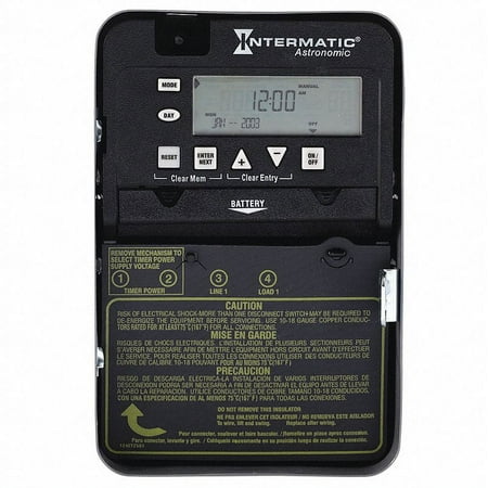 Intermatic ET8015C Astronomic 7-Day 1-Circuit Electronic Control, 120-277 VAC, SPST, Indoor Metal Enclosure