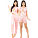 thumbnail image 1 of Pijama De 3 Piezas Mujer Pantalon Short Y Playera A Juego, 1 of 5