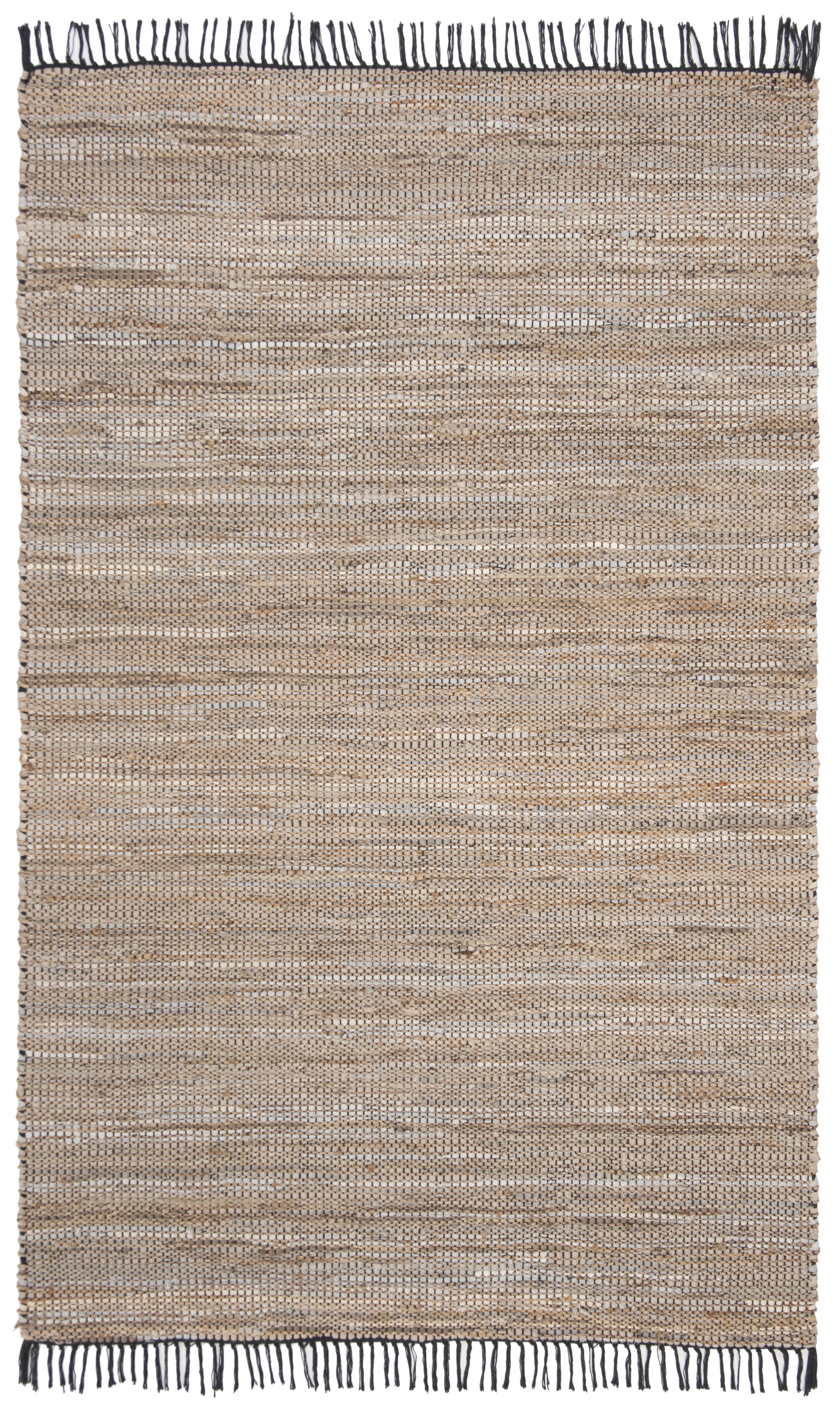 SAFAVIEH Vintage Leather Zharko Solid Braided Fringe Area Rug, Beige, 5' x 8'