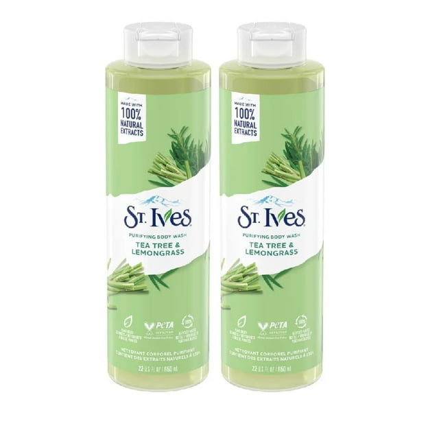 Gel de baño St. Ives, árbol de té y limoncillo, 650 ml x 2