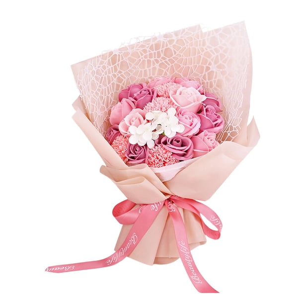 Ramo de rosas de jabón, flores de clavel artificiales, jabón de baño navideño para el hogar, artesanía floral para Acción de Gracias, boda, cocina, su