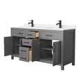 thumbnail image 3 of Wyndham Collection Beckett 66" Wood Double Bathroom Vanity in Dark Gray/Black, 3 of 6