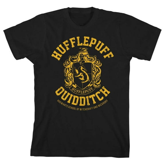 Harry Potter Hufflepuff Quidditch Boy's Black Tee-M