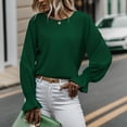 thumbnail image 4 of Weardear Puff Sleeve Tops for Women Ruffle Tops Crewneck Keyhole Casual Loose Shirts Solid Color Spring Blouses, 4 of 6