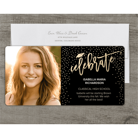 personalized graduation announcement then and now glam 4 x 8