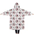 thumbnail image 2 of Oversized Wearable Blanket Hoodie,White Cow Pink Bow Pattern Sherpa Blanket Hoodie with Super Pockets,Super Warm Fuzzy Pullover for Women & Men, 2 of 6