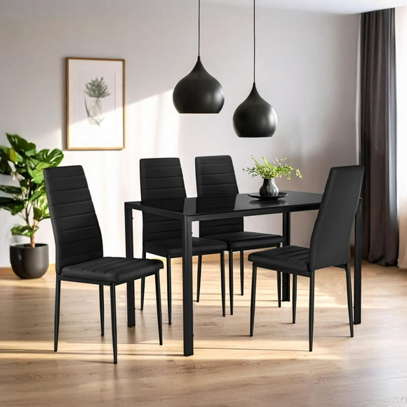 Juego De Comedor 4 Sillas y Mesa De Vidrio Templado Lexus negro 5