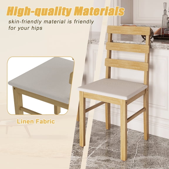 Accent Chairs For Dining Room Living Room Dining Chair Scandinavian Style Three Horizontal Back Chairs Home Dining Room Chairs with Upholstered Sitting Surface Wooden Dining Chair (Original Wooden Co