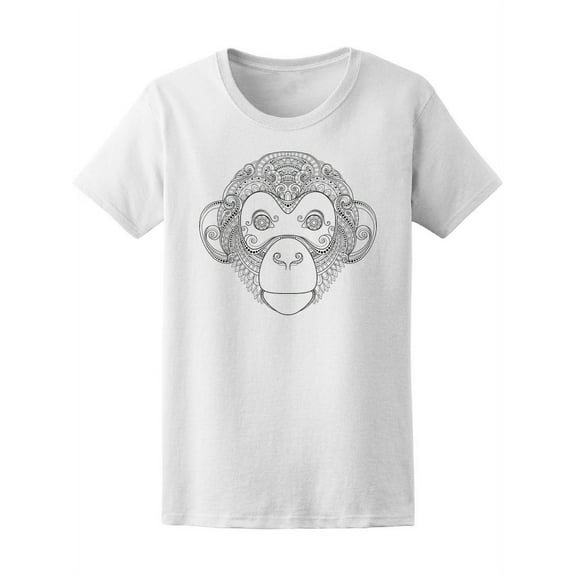 Beautiful Monkey Mandala T-Shirt Women -Image by Shutterstock, Female XX-Large
