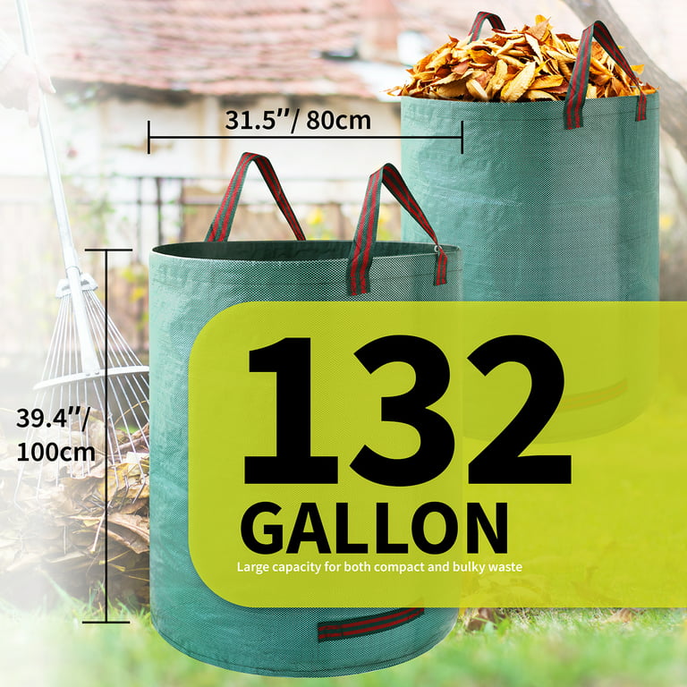 132 Gallon Lawn Garden Bags With 4 Handles Heavy Duty Garden Waste