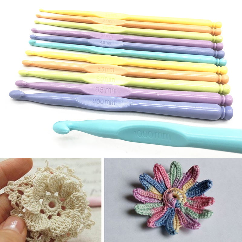 Hhdxre 12pcs 2-10mm Plastic Crochet Hooks Kit Knitting Needles WeavingTools  Set 
