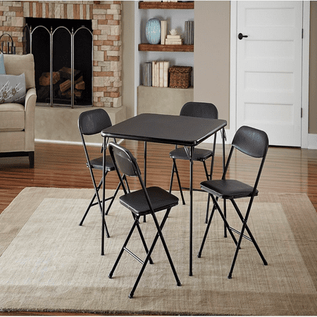 

5-Piece Card Table Set Low-Maintenance And Long-Lasting Powder-Coat Frame Finish Black