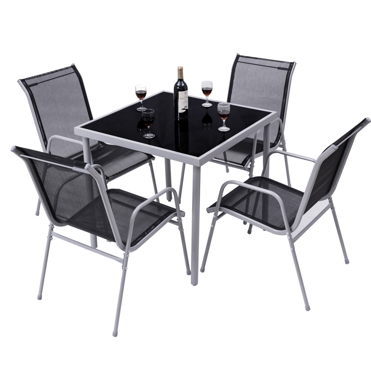 Costway 5 PCS Bistro Set Garden Set of Chairs and Table Outdoor Patio Furniture by Costway