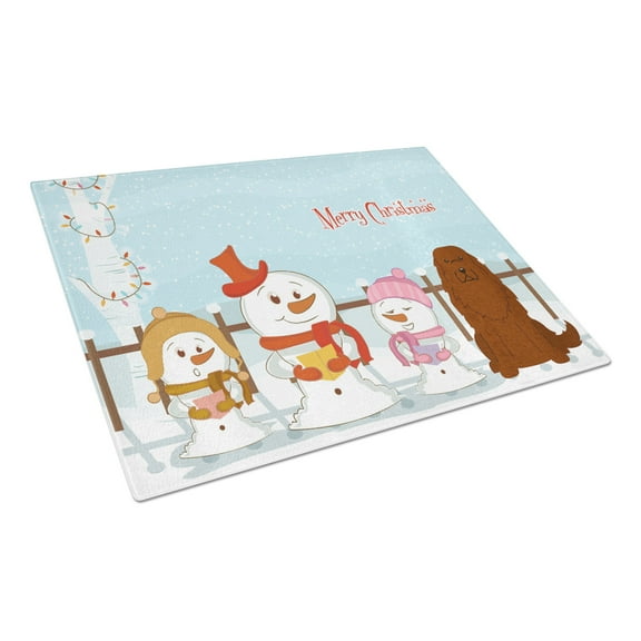 Caroline's Treasures Merry Christmas Carolers Caucasian Shepherd Dog Glass Cutting Board Large