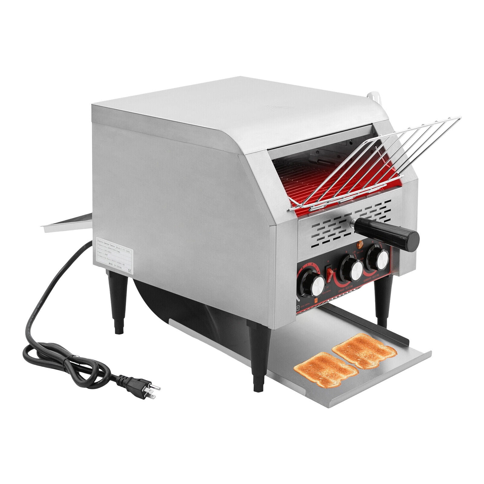 Miumaeov Commercial Conveyor Toaster 300 Slices/Hour Stainless Steel Industrial Toasters Conveyor Belt Toasters with Bread Clip for Restaurant Bakery