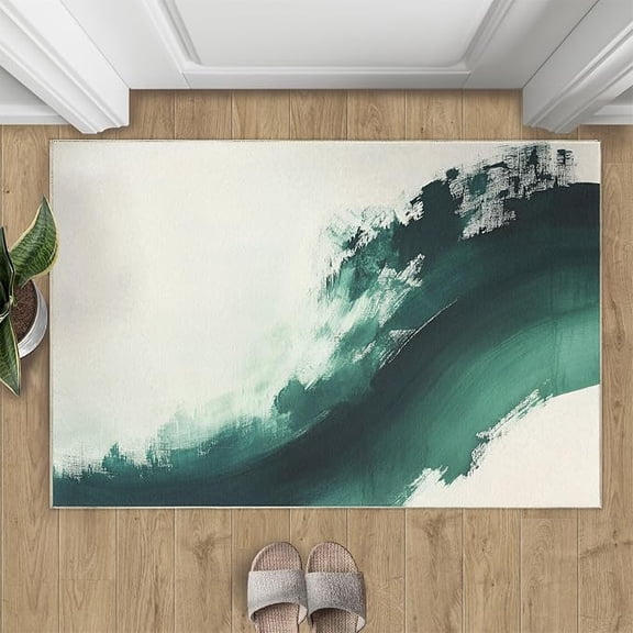 Modern Abstract Rugs for Bedroom, Green Print Area Rugs for Living Room, Minimalist Carpet, Abstract Carpet, Washable Mat, Modern Home Decor & Gifts-4x5ft