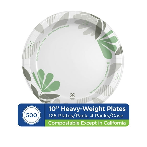 Dixie® 8 1/2" Medium-Weight Paper Plates By GP PRO (Georgia-Pacific), Pathways®, UX9PATH (Case), 1000 Count (125 Plates Per Pack, 8 Packs Per Case)