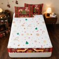 thumbnail image 4 of Manfei Christmas Tree Zipper Full Size Comforter Sets with Fitted Sheet and 2 Pillowcases Holiday Zipper Bedding Set, Pink Red, Xmas Reversible, 4 of 7