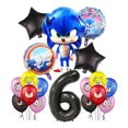 thumbnail image 4 of Globo de papel de aluminio para decoración de fiesta de cumpleaños, suministros de actividades para niños, juguetes de baño para bebés, Sonic azul, dibujos animados（26pcs12, 4 of 5