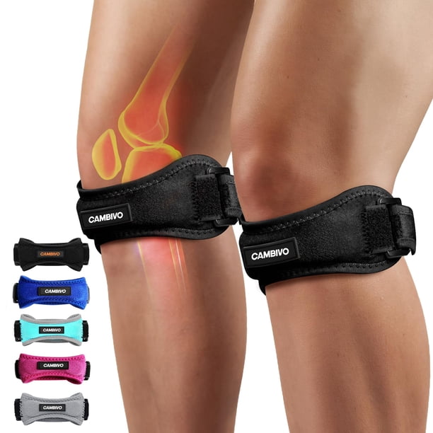 Rodillera CAMBIVO Essential Series para mujer y hombre (paquete de 2), correas de soporte para el tendón rotuliano para aliviar el dolor de rodilla, correr, baloncesto, senderismo, voleibol, tenis y s