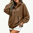 thumbnail image 6 of Zynoxe Women's Pullover Sweatshirt Classic Stand Collar Half Zip Sweatshirt for Women Relaxed Drop Shoulder Long Sleeve Sweatshirt Fashion Color Block Top with Pockets & Elastic Ribbed Cuffs XL, 6 of 8