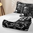 thumbnail image 4 of Erosebridal Spooky Vintage Skull Quilt King, Halloween Baroque Floral King Coverlet Set for Boys Girls, Black White, 3pcs 1 Bedspread and 2 Pillowcases, 4 of 7