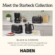 Haden Starbeck 4 Slice Wide Slot Stainless Steel Toaster, Black & Chrome