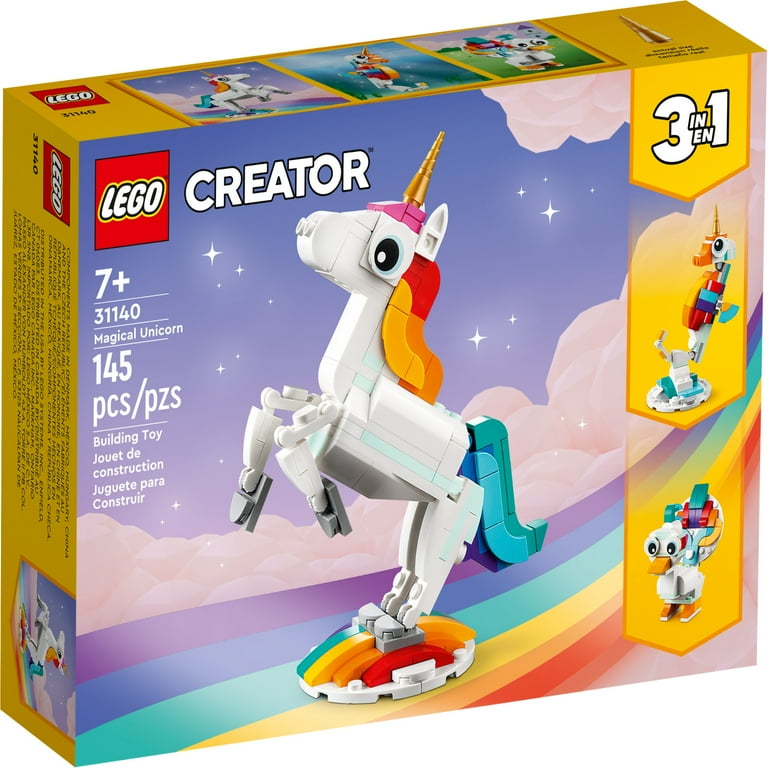 LEGO Creator 3 in 1 Magical Unicorn Toy to Seahorse to Peacock Rainbow Animal Figures Unicorn Gift for Girls and Boys Buildable Toys 31140