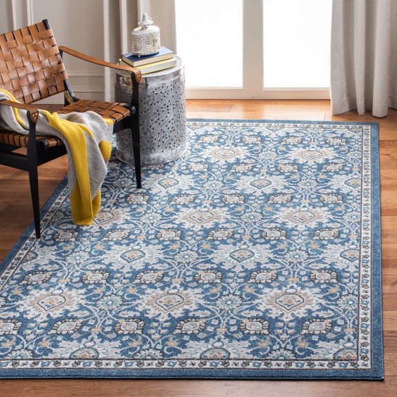 Safavieh Liberty Kalya Floral Polyester Area Rug, Dark Blue/Ivory, 5'3" x 7'7"
