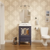 KBC Olivia 24" Solid Wood Bathroom Vanity w/ Carrara Stone in Marine Gray