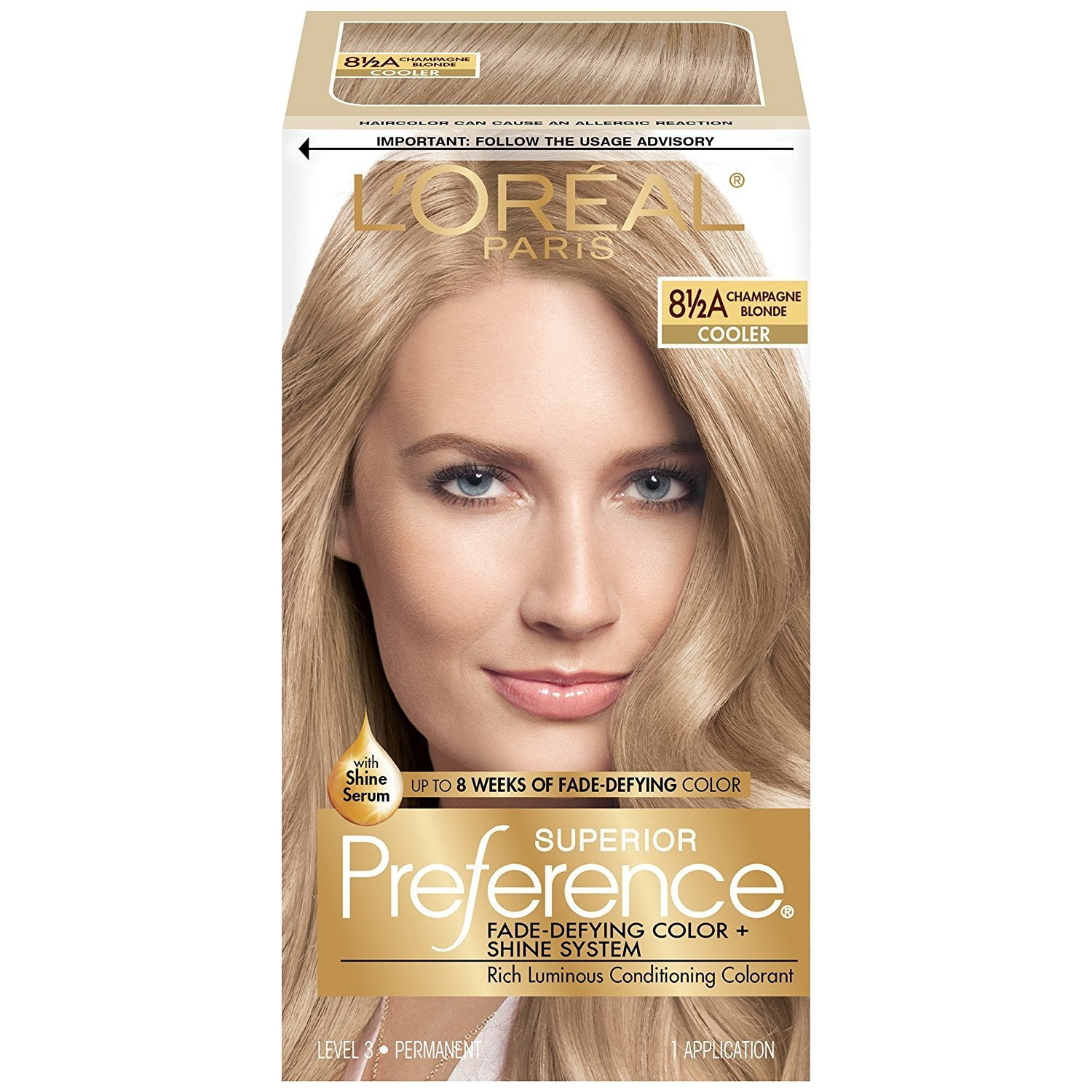 L'Oreal Paris Superior Preference Fade-Defying Shine Permanent Hair Color,   Champagne Blonde, 1 Kit 
