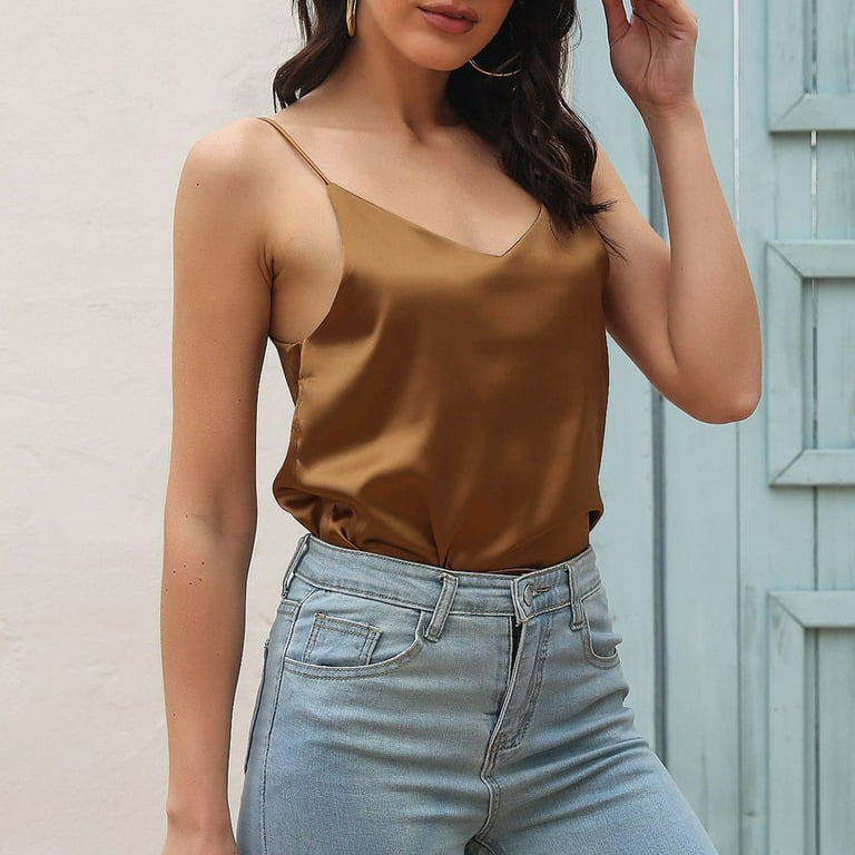 Sleeveless Blouse With V Neck In Khaki | ONLY | SilkFred US