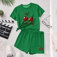 thumbnail image 7 of Babcutegg Kids Summer Two-Piece Outfit – Printed Round-Neck Short Sleeve Top & Matching Shorts Set for Girls Green Size 7-8, 7 of 7