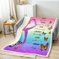 thumbnail image 2 of Gymnast Blanket Gymnastics Dance Throw Blanket for Bed, Ballet Dancer Princess Sherpa Blanket Rainbow Butterfly Fleece Blanket, Sports Theme Fuzzy Blanket, 2 of 5
