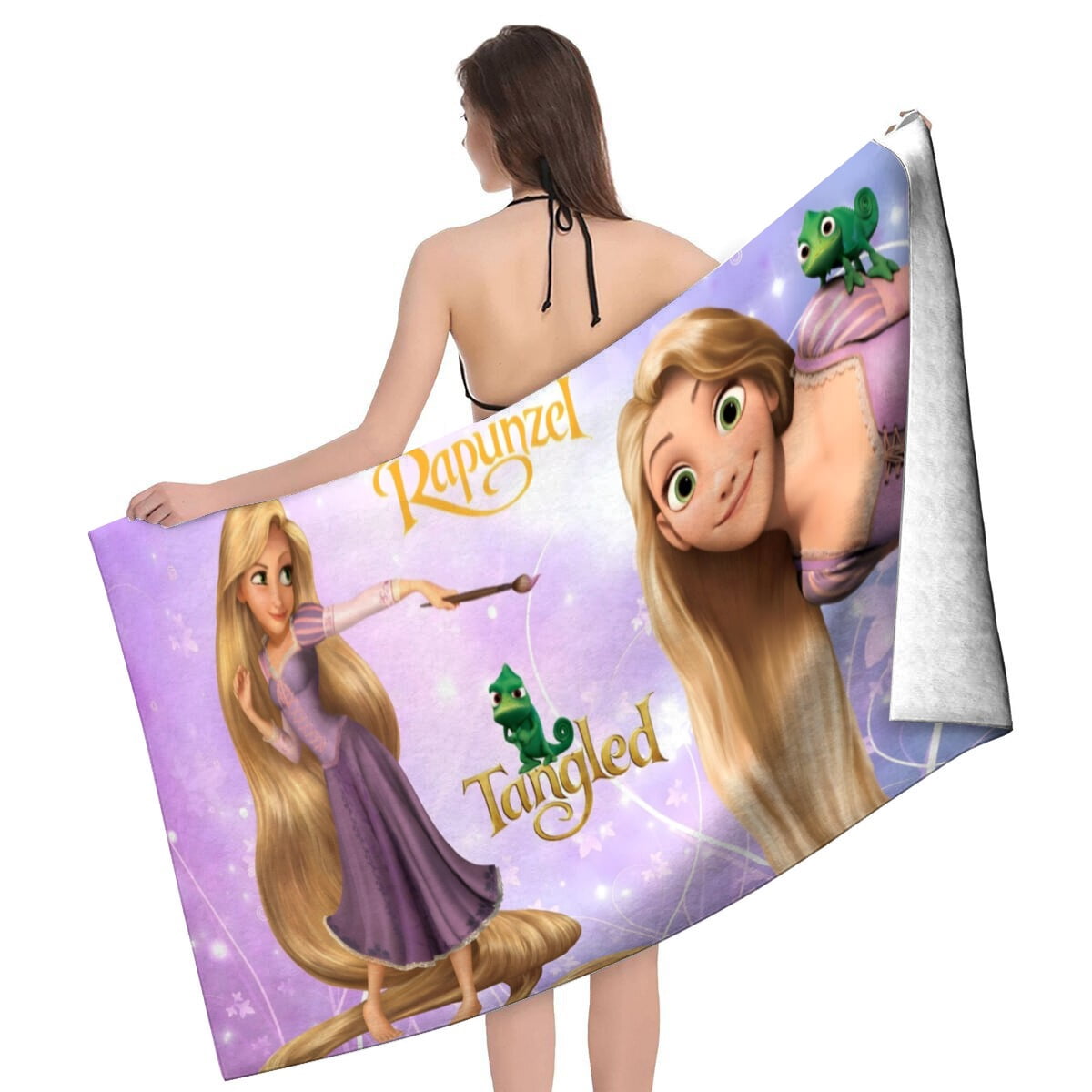 Tangled Long Hair-theme Gifts Quick-dry Beach Towel for Women Girl Birthday Inspired Fan Bath Outdoor Music Lover30.7 x 71in（78 X 180 CM）